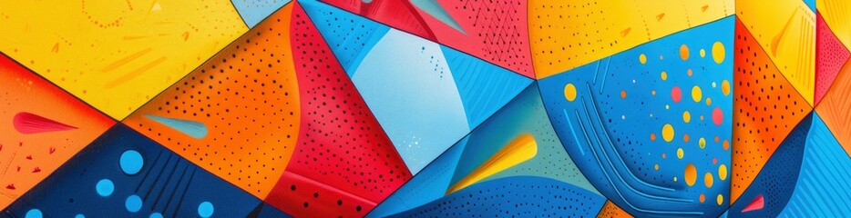 Geometric Patterns Inspired By Summer Kites. With Copy Space, Abstract Background