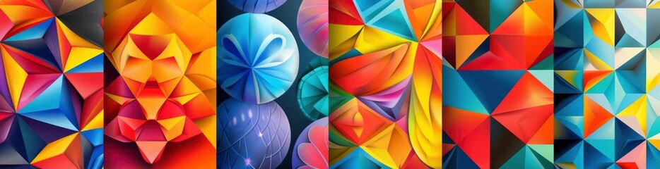 Geometric Patterns Inspired By Summer Kites. With Copy Space, Abstract Background
