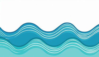 ocean water wave copy space for text. Isolated blue, teal, turquoise happy cartoon wave for pool...