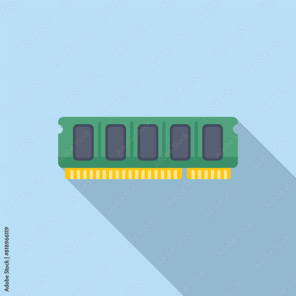 Poster flat design vector graphic of a ddr ram module, ideal for techrelated content