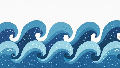 Obraz premium ocean water wave copy space for text. Isolated blue, teal, turquoise happy cartoon wave for pool party or ocean beach travel. Web banner, backdrop, background