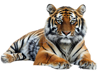 Obraz premium The tiger is a large cat that is found in Asia, sitting.