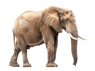 Obraz premium The elephant walking on the ground. The elephant is brown and has very large ears.