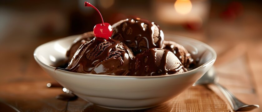 chocolate ice cream with chery