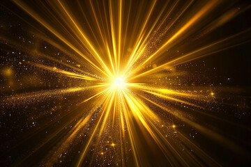 light lens decoration flash bright yellow color energy with rays on black background
