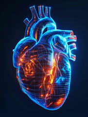 Heart Cardiology digital technology futuristic style 3d render