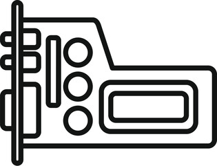 Black and white line art vector of a modern digital camera icon