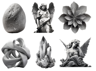 Set of grey colors objects on png background. Ideal set for design and collage art.