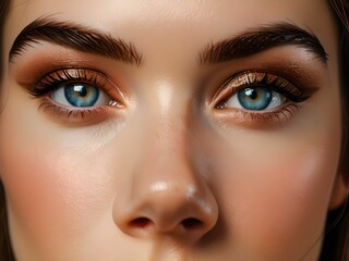 eye makeup for a woman. eyes highlighted by the precise work of a beautician.