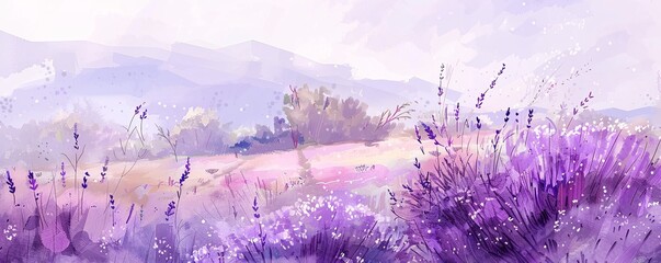 A delicate watercolor background in lavender, with ample copy space, ideal for greeting cards.