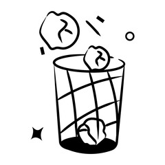 Modern hand drawn icon of trash can 