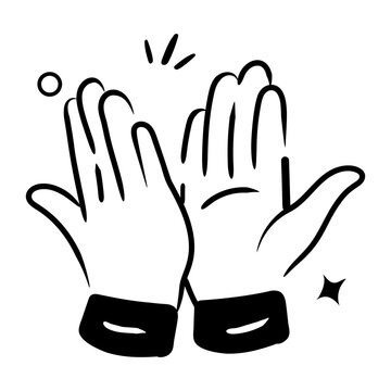 A hand drawn icon of high five 
