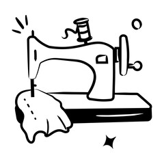 Grab this hand drawn icon of sewing machine 