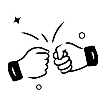 Well-designed doodle icon of fist bump 