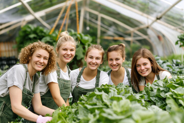 farming portrait of group of women in greenhouse and sustainable
