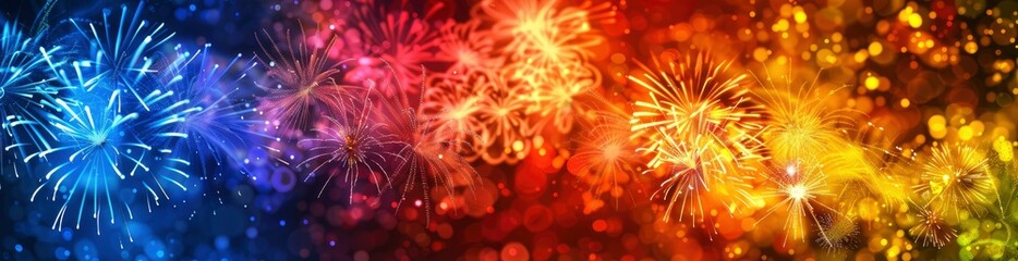 Colorful Abstract Summer Fireworks Background. With Copy Space, Abstract Background
