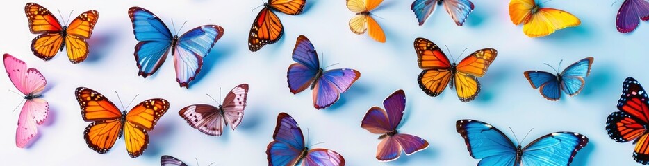 Colorful Patterns Of Summer Butterflies. With Copy Space, Abstract Background