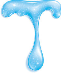 Blue slime drip Goo or glue with glitter splat