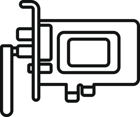 Line art icon representing a side view of a professional video camera, ideal for multimedia projects