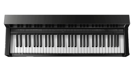 Elegant black piano keys isolated on transparent background.PNG File. 