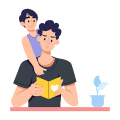 A captivating flat illustration of father card 