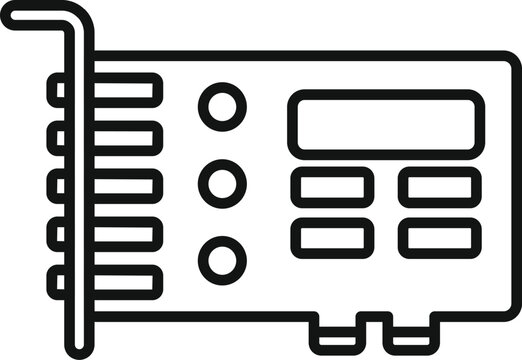 recommend clip art: Line art vector of computer graphics card, perfect for technology themed designs