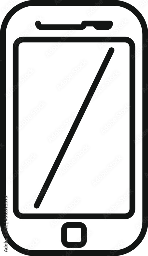 Poster vector illustration of a modern smartphone icon in a simple black and white line art style