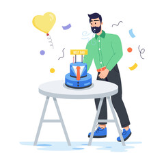 A captivating flat illustration of fathers day cake 