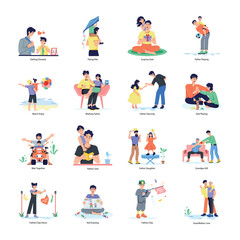 Collection of Fathers Day Flat Illustrations 

