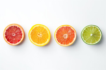 citrus fruits sliced grapefruit lemon orange and lime isolated on white background