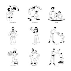 Handy Bundle of Fatherhood Glyph Illustrations 

