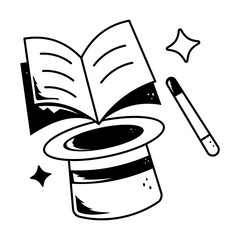Latest doodle icon of magic book 