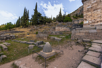 Delphi, Greece, May 4th 2024: The legendary Archaeological ruins of the oracle of Delphi, Greece