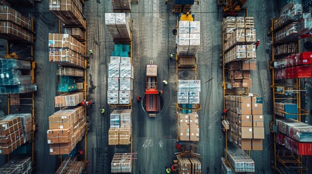 Workers preparing cargo for shipment in a logistics warehouse, highlighting logistics support and supply chain management