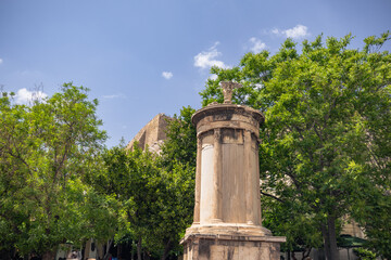 Athens, Greece, May 5th 2024: Ancient ruins in the old town of Athens, Greece