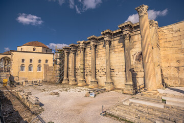 Athens, Greece, May 5th 2024: Ancient Library of Hadrian in Athens, Greece
