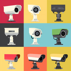 Cctv camera icons vector image