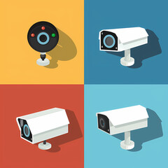 Cctv camera icons vector image