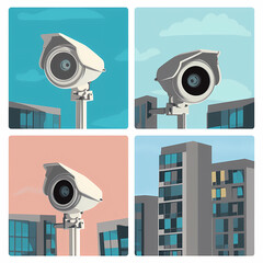 Cctv camera icons vector image