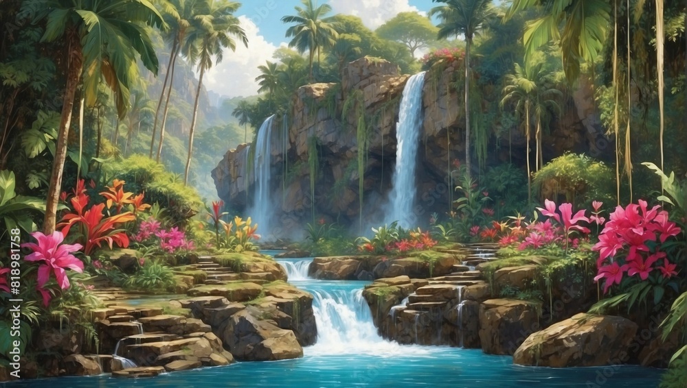 Canvas Prints waterfall in forest