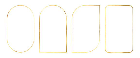 Gold effect hand drawn floral frames and borders. Frames with golden flowers. Botanical leaf illustration for label, logo, branding, wedding invitation, save the date