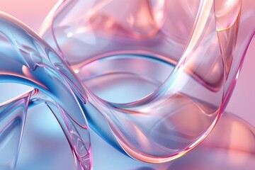 Sleek, Abstract Glass, Fluid Art Reflecting Light with Vibrant Pink and Blue Hues