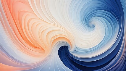 Liquid color background design. Fluid gradient composition. Waves in white, cream, peach and blue colors. Creative illustration in psychedelic style