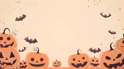 Halloween Pumpkins and Bats Holiday with Spooky Silhouette Motifs