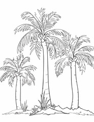 Palm Tree coloring page, Summer vacation conception