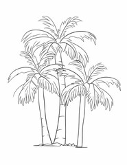 Obraz premium Palm Tree coloring page, Summer vacation conception