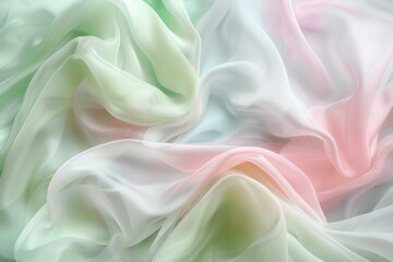 Obraz premium Elegant Pastel Fabric Waves - Soft, Flowing Textile Background in Multi-Color Gradient