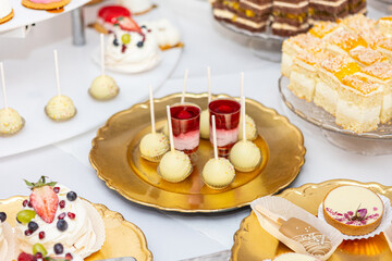 sweet dessert, restaurant, close-up photo, blurry background, catering, hotel, hotel food and kitchen
