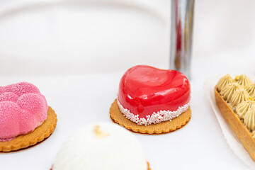 Sweet heart,  dessert, restaurant, close-up photo, blurry background, catering, hotel, hotel food and kitchen