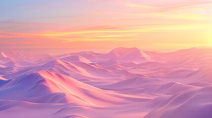 "Cinematic Surreal Desert Sunset: Serene Topology and Gradient Skies in Harmony